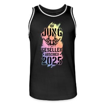 Junggesellenabschied 2025 Jga Party - Männer Basketball-Trikot - Schwarz/Weiß - Vorne - AI Model Male 185 dark (185cm)