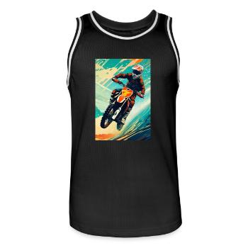 Motocross I - Maillot de basket Homme - noir/blanc - Devant - AI Model Male 185 dark (185cm)
