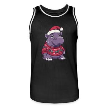 Nilpferd Weihnachten Comic - Männer Basketball-Trikot - Schwarz/Weiß - Vorne - AI Model Male 185 dark (185cm)