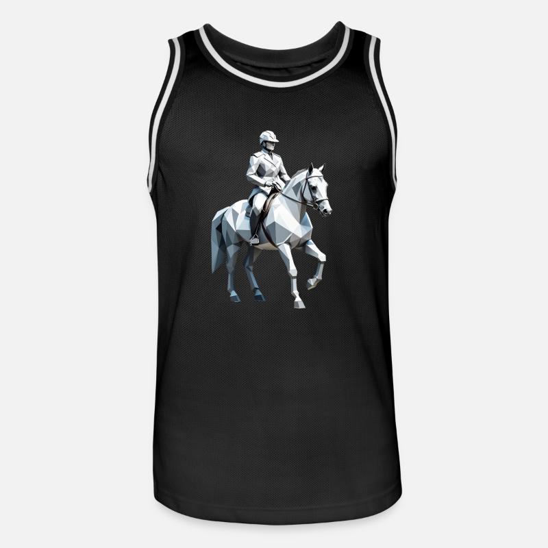 Cavalier Low Poly - Ballet Design - Maillot de basket Homme - noir/blanc
