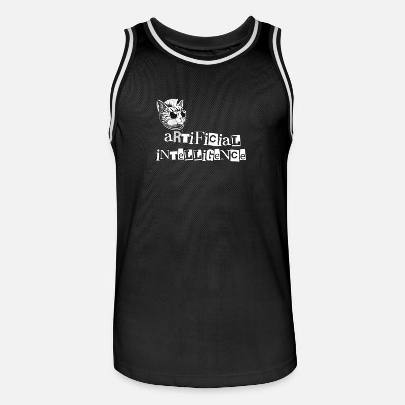 AI Cat Artificial Intelligence - Men's Basketball Jersey - black/white