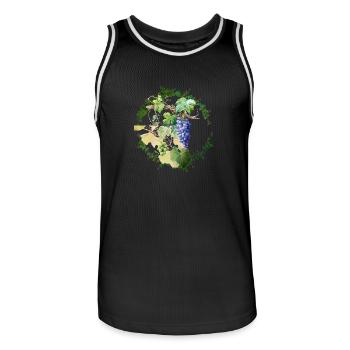 Feuilles de vignes avec raisins blanc et noir - Maillot de basket Homme - noir/blanc - Devant - AI Model Male 185 dark (185cm)