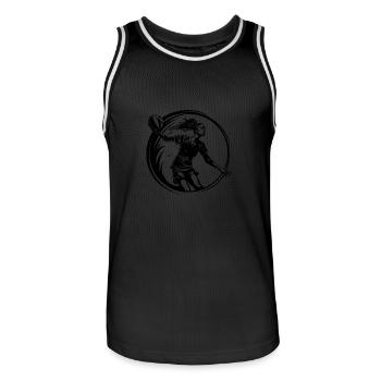 Volleyball Player Sports - Men's Basketball Jersey - black/white - Front - AI Model Male 185 dark (185cm)