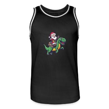 Dinosaure T-Rex Père Noël - Maillot de basket Homme - noir/blanc - Devant - AI Model Male 185 dark (185cm)