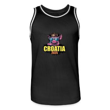 Croatie 2025 Cochon - Maillot de basket Homme - noir/blanc - Devant - AI Model Male 185 dark (185cm)