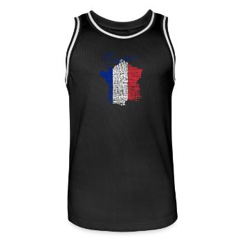 France Pinselflagge Kunst - Männer Basketball-Trikot - Schwarz/Weiß - Vorne - AI Model Male 185 dark (185cm)