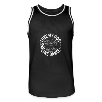 J’adore mon chien et la danse en ligne - Maillot de basket Homme - noir/blanc - Devant - AI Model Male 185 dark (185cm)
