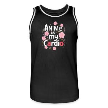 Anime Is My Cardio - Men's Basketball Jersey - black/white - Front - AI Model Male 185 dark (185cm)