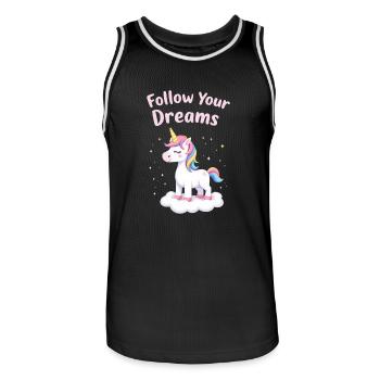Follow Your Dreams Unicorn Inspiration - Men's Basketball Jersey - black/white - Front - AI Model Male 185 dark (185cm)