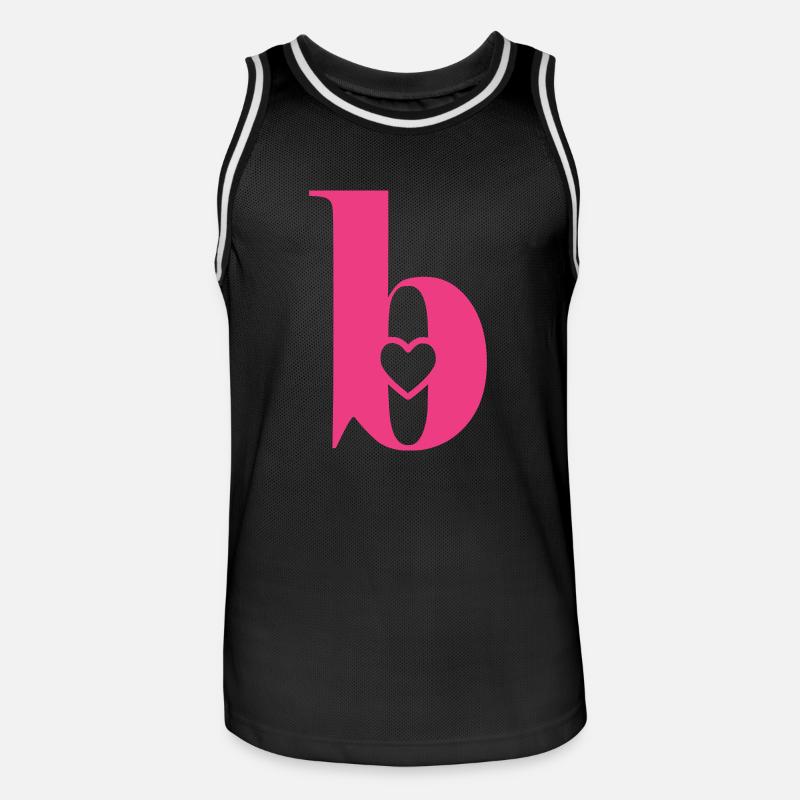 Buchstabe b Anfangsbuchstabe mit Herz - Männer Basketball-Trikot - Schwarz/Weiß