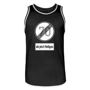 70. Geburtstag Verkehrsschild 70, ab jetzt Vollgas - Männer Basketball-Trikot - Schwarz/Weiß - Vorne - AI Model Male 185 dark (185cm)