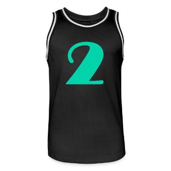 2 JAHRE. 2. JUBILÄUM. GEBURTSTAG 2 JAHRE. 2 - Männer Basketball-Trikot - Schwarz/Weiß - Vorne - AI Model Male 185 dark (185cm)