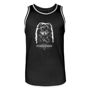 Pomeranian Mom Dog Dog Pomeranian Wilsigns - Men's Basketball Jersey - black/white - Front - AI Model Male 185 dark (185cm)