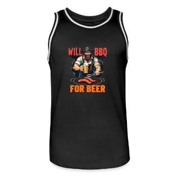 WILL BBQ FOR BEER - Barbecue et bière - Maillot de basket Homme - noir/blanc - Devant - AI Model Male 185 dark (185cm)