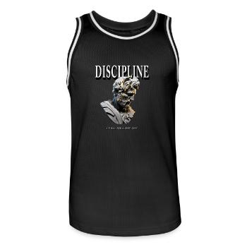 Discipline Statue grecque – Tout cela paiera - Maillot de basket Homme - noir/blanc - Devant - AI Model Male 185 dark (185cm)