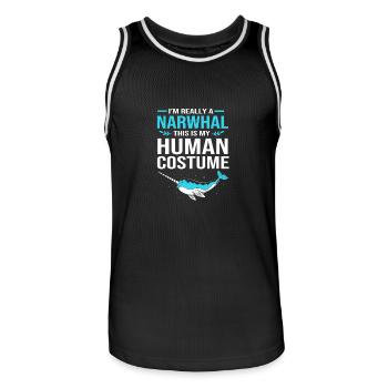 Narwal - Männer Basketball-Trikot - Schwarz/Weiß - Vorne - AI Model Male 185 dark (185cm)