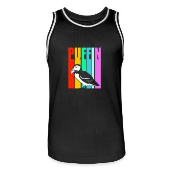 Papageientaucher Puffin - Männer Basketball-Trikot - Schwarz/Weiß - Vorne - AI Model Male 185 dark (185cm)