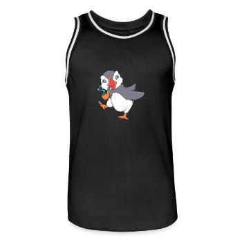 Macareux Papageientaucher - Maillot de basket Homme - noir/blanc - Devant - AI Model Male 185 dark (185cm)