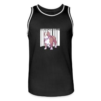 American Bully Pet Dog Dog Gift - Men's Basketball Jersey - black/white - Front - AI Model Male 185 dark (185cm)