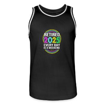 Rente 2025 Ruhestand 2025 Rentner Rente Rentnerin - Männer Basketball-Trikot - Schwarz/Weiß - Vorne - AI Model Male 185 dark (185cm)