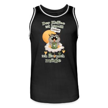 Der Kaffee ist kaputt bin noch müde Eule - Männer Basketball-Trikot - Schwarz/Weiß - Vorne - AI Model Male 185 dark (185cm)