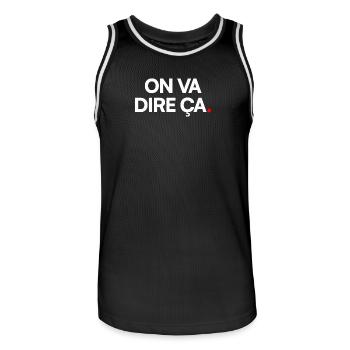 ON VA DIRE. – Expression Sarcastique Minimaliste - Maillot de basket Homme - noir/blanc - Devant - AI Model Male 185 dark (185cm)