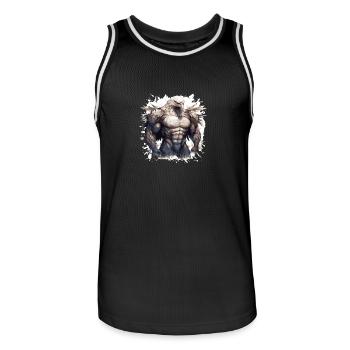 Eagle Muscles Bête de musculation - Maillot de basket Homme - noir/blanc - Devant - AI Model Male 185 dark (185cm)
