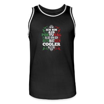 Portugiesen Portugal - Männer Basketball-Trikot - Schwarz/Weiß - Vorne - AI Model Male 185 dark (185cm)