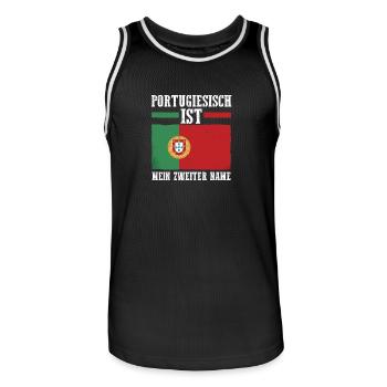 Portugiesen Portugal - Männer Basketball-Trikot - Schwarz/Weiß - Vorne - AI Model Male 185 dark (185cm)