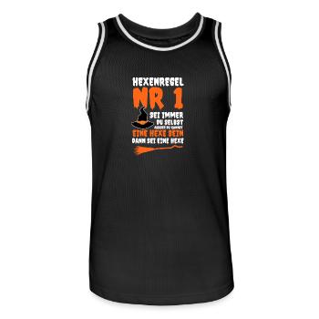 Witch Witch Broom Witch Costume Halloween - Men's Basketball Jersey - black/white - Front - AI Model Male 185 dark (185cm)
