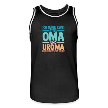 Ich Habe Zwei Titel Oma Und Uroma - Männer Basketball-Trikot - Schwarz/Weiß - Vorne - AI Model Male 185 dark (185cm)