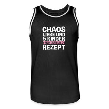 Mom of 5 children - Men's Basketball Jersey - black/white - Front - AI Model Male 185 dark (185cm)