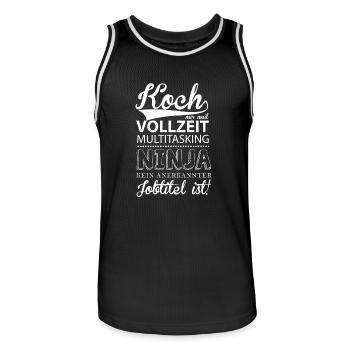 Ninja-Koch - Männer Basketball-Trikot - Schwarz/Weiß - Vorne - AI Model Male 185 dark (185cm)