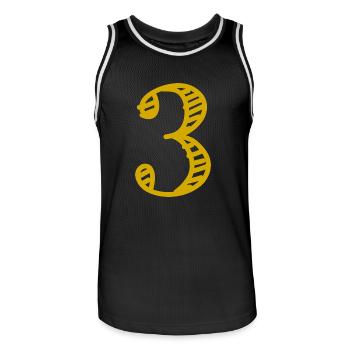 3 ANS. 3e ANNIVERSAIRE. ANNIVERSAIRE 3 ANS. 3 - Maillot de basket Homme - noir/blanc - Devant - AI Model Male 185 dark (185cm)