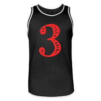 3 ANS. 3e ANNIVERSAIRE. ANNIVERSAIRE 3 ANS. 3 - Maillot de basket Homme - noir/blanc - Devant - AI Model Male 185 dark (185cm)