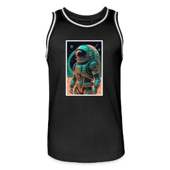 Astronaut Futuristisch Raumfahrt Weltall Universum - Männer Basketball-Trikot - Schwarz/Weiß - Vorne - AI Model Male 185 dark (185cm)