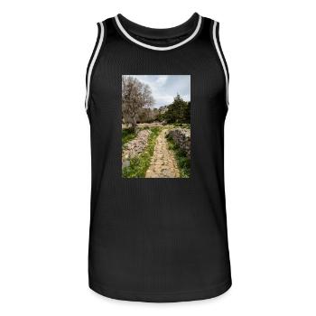 Burgruine des mittelalterlichen Palio Pyli Kos - Männer Basketball-Trikot - Schwarz/Weiß - Vorne - AI Model Male 185 dark (185cm)