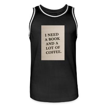 J’ai besoin d’un livre et d’un café - Maillot de basket Homme - noir/blanc - Devant - AI Model Male 185 dark (185cm)