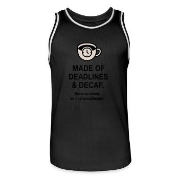 Fristen und Entkoffeinierung - Männer Basketball-Trikot - Schwarz/Weiß - Vorne - AI Model Male 185 dark (185cm)