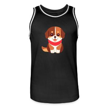süßer Hund Welpe sitzen - Männer Basketball-Trikot - Schwarz/Weiß - Vorne - AI Model Male 185 dark (185cm)