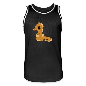 Knuffiges Seepferdchen - Männer Basketball-Trikot - Schwarz/Weiß - Vorne - AI Model Male 185 dark (185cm)