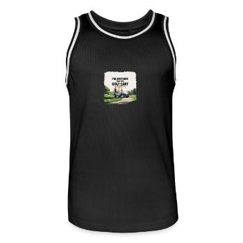 Golfen - Im Just here for the Golfcart - Männer Basketball-Trikot - Schwarz/Weiß - Vorne - AI Model Male 185 dark (185cm)