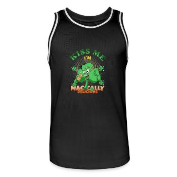 Kiss Me I'm Magically Delicious Funny Irish Quote - Men's Basketball Jersey - black/white - Front - AI Model Male 185 dark (185cm)