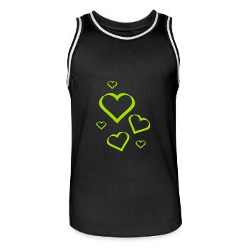 green heart green gift valentine's day - Men's Basketball Jersey - black/white - Front - AI Model Male 185 dark (185cm)