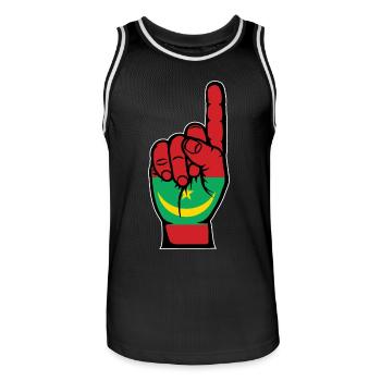 Drapeau de la Mauritanie numéro 1 - Maillot de basket Homme - noir/blanc - Devant - AI Model Male 185 dark (185cm)