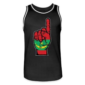 Mauritania flag number 1 used - Men's Basketball Jersey - black/white - Front - AI Model Male 185 dark (185cm)