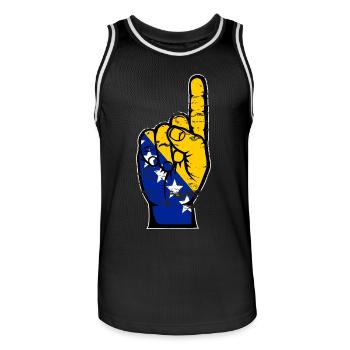 Bosnien Flagge Nummer 1 used - Männer Basketball-Trikot - Schwarz/Weiß - Vorne - AI Model Male 185 dark (185cm)