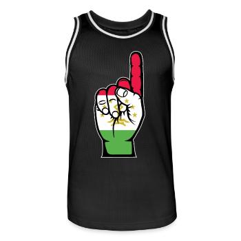 Drapeau du Tadjikistan numéro 1 - Maillot de basket Homme - noir/blanc - Devant - AI Model Male 185 dark (185cm)