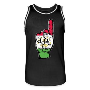 Drapeau du Tadjikistan numéro 1 utilisé - Maillot de basket Homme - noir/blanc - Devant - AI Model Male 185 dark (185cm)