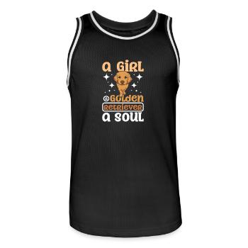 A girl a golden retriever a soul - Männer Basketball-Trikot - Schwarz/Weiß - Vorne - AI Model Male 185 dark (185cm)